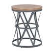 Linon Johns Rustic Round Metal and Wood Barrel Table in Charcoal Gray Finish