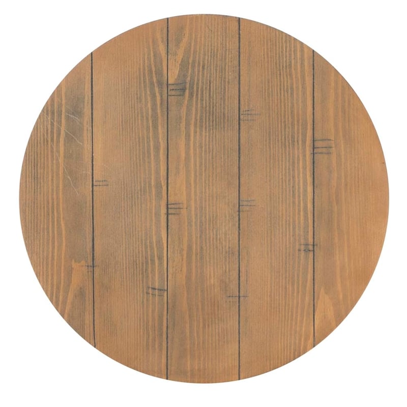 Linon Johns Rustic Round Metal and Wood Barrel Table in Charcoal Gray Finish