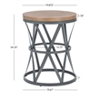 Linon Johns Rustic Round Metal and Wood Barrel Table in Charcoal Gray Finish