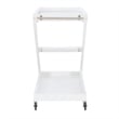 Linon Mare Wood Z Shaped Rolling Bar Cart with Glass Top in White