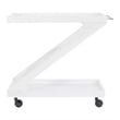 Linon Mare Wood Z Shaped Rolling Bar Cart with Glass Top in White