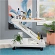 Linon Mare Wood Z Shaped Rolling Bar Cart with Glass Top in White