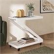 Linon Mare Wood Z Shaped Rolling Bar Cart with Glass Top in White