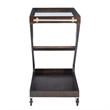 Linon Mare Wood Z Shaped Rolling Bar Cart with Glass Top in Umber Stain