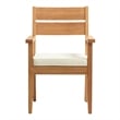 Linon Barlow 6Pc Set Teak Outdoor Table Bench 4 Chairs & Cushions in Natural
