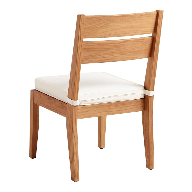 Linon Barlow 6Pc Set Teak Outdoor Table Bench 4 Chairs & Cushions in Natural