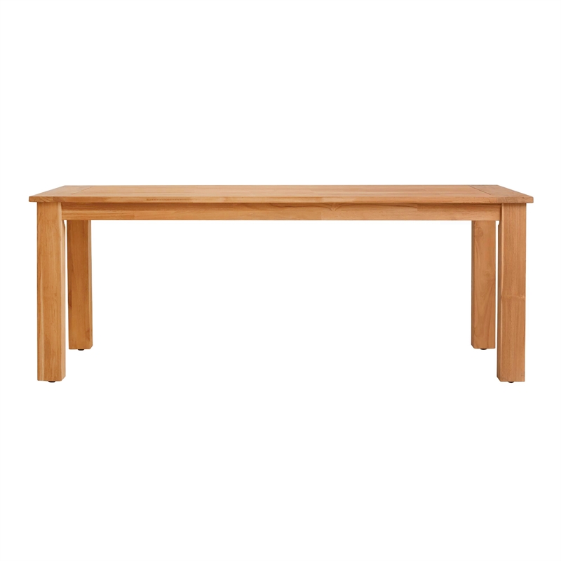 Linon Barlow 6Pc Set Teak Outdoor Table Bench 4 Chairs & Cushions in Natural