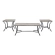 Linon Gina 3 Piece Occasional Table Set Faux Concrete Top in Charcoal Steel