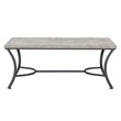 Linon Gina 3 Piece Occasional Table Set Faux Concrete Top in Charcoal Steel