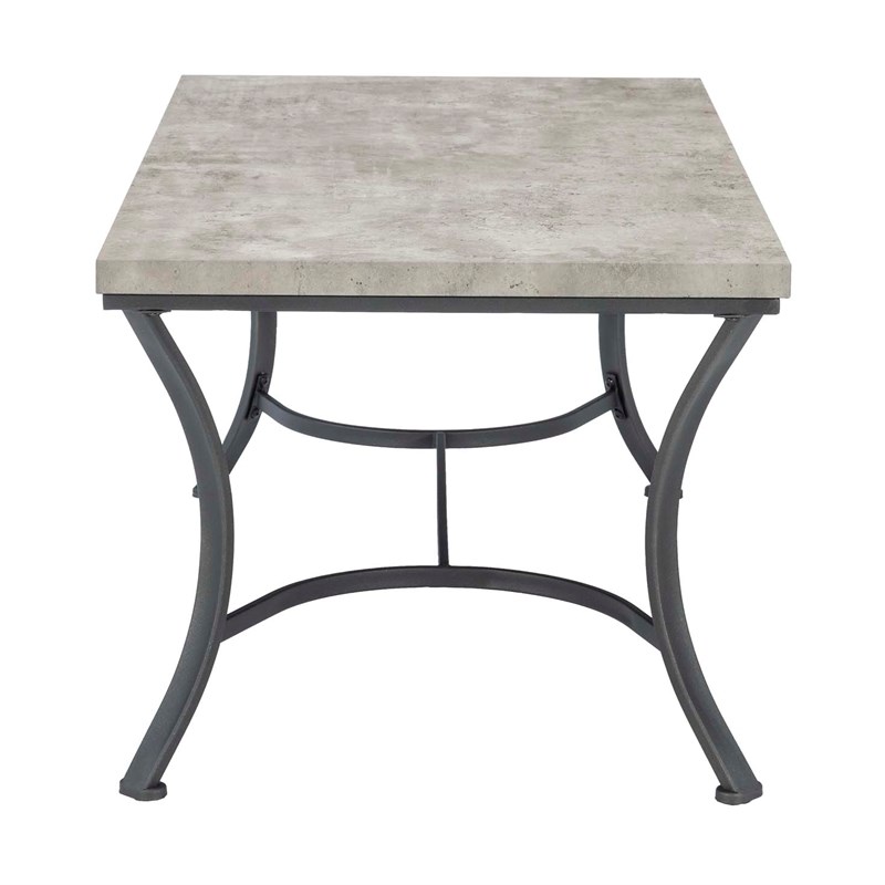 Linon Gina 3 Piece Occasional Table Set Faux Concrete Top in Charcoal Steel