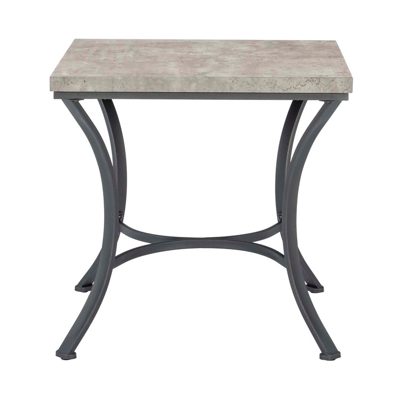 Linon Gina 3 Piece Occasional Table Set Faux Concrete Top in Charcoal Steel