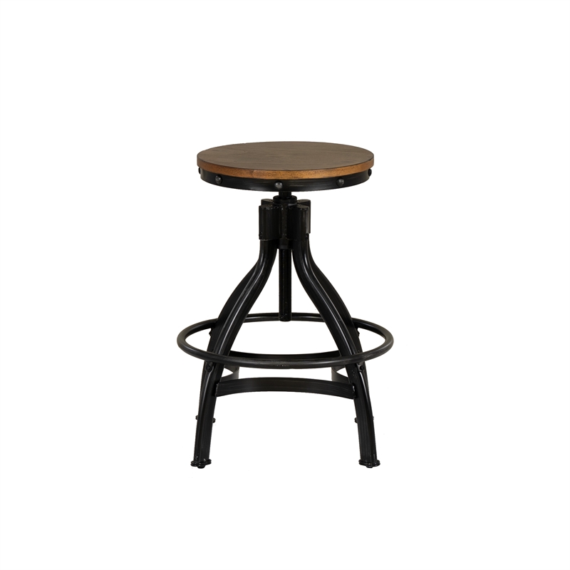 Linon Otis Metal Adjustable Height Backless Stools Set of 2 in Dark Gunmetal