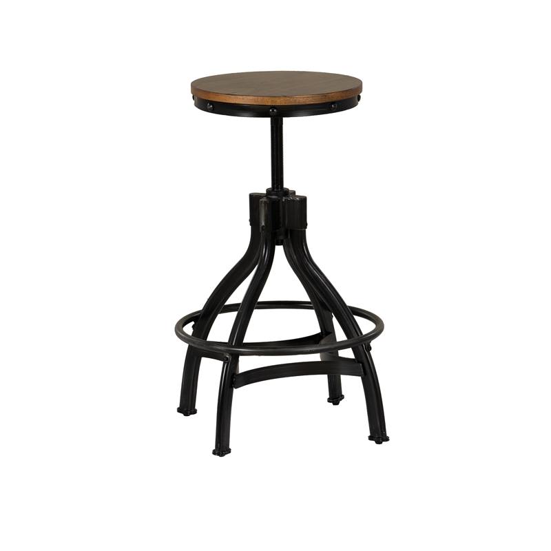 Linon Otis Metal Adjustable Height Backless Stools Set of 2 in Dark Gunmetal