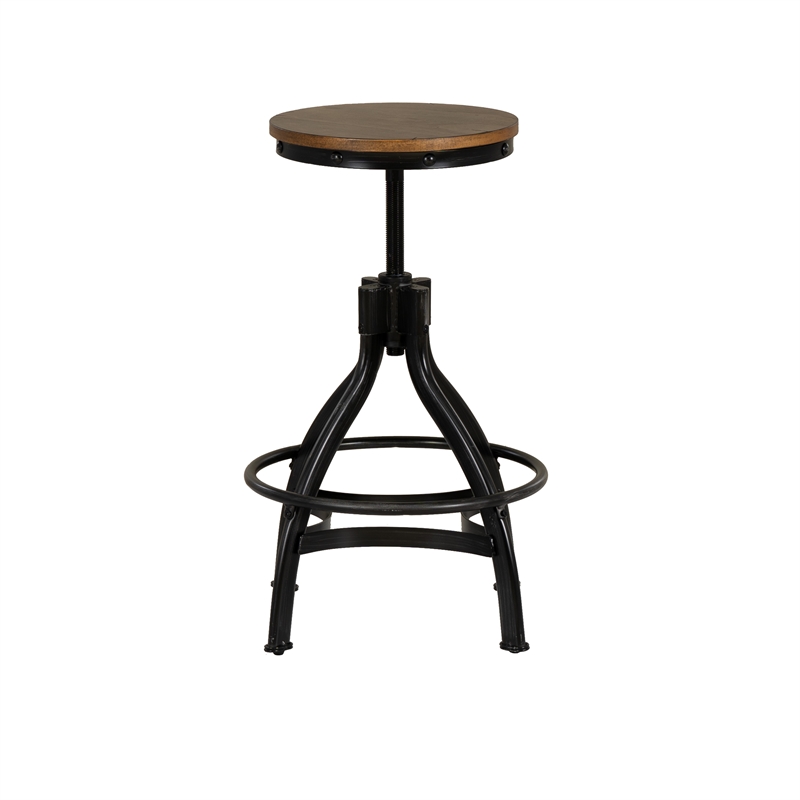 Linon Otis Metal Adjustable Height Backless Stools Set of 2 in Dark Gunmetal
