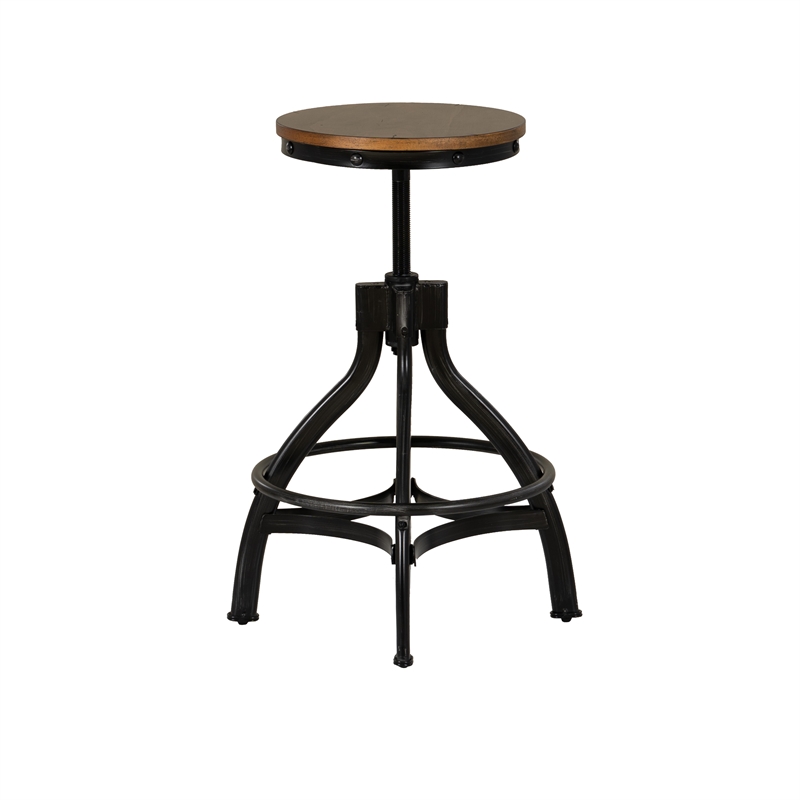 Linon Otis Metal Adjustable Height Backless Stools Set of 2 in Dark Gunmetal