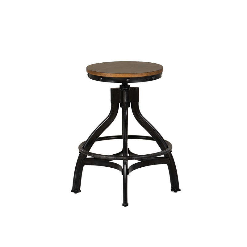 Linon Otis Metal Adjustable Height Backless Stools Set of 2 in Dark Gunmetal
