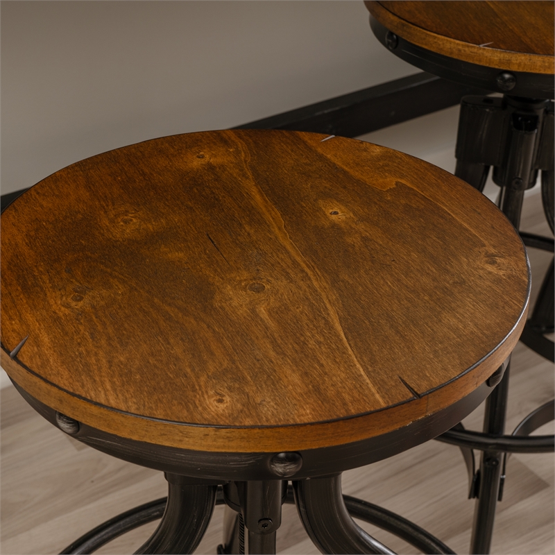Linon Otis Metal Adjustable Height Backless Stools Set of 2 in Dark Gunmetal