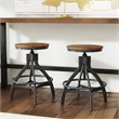 Linon Otis Metal Adjustable Height Backless Stools Set of 2 in Dark Gunmetal