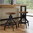 Linon Otis Metal Adjustable Height Backless Stools Set of 2 in Dark Gunmetal