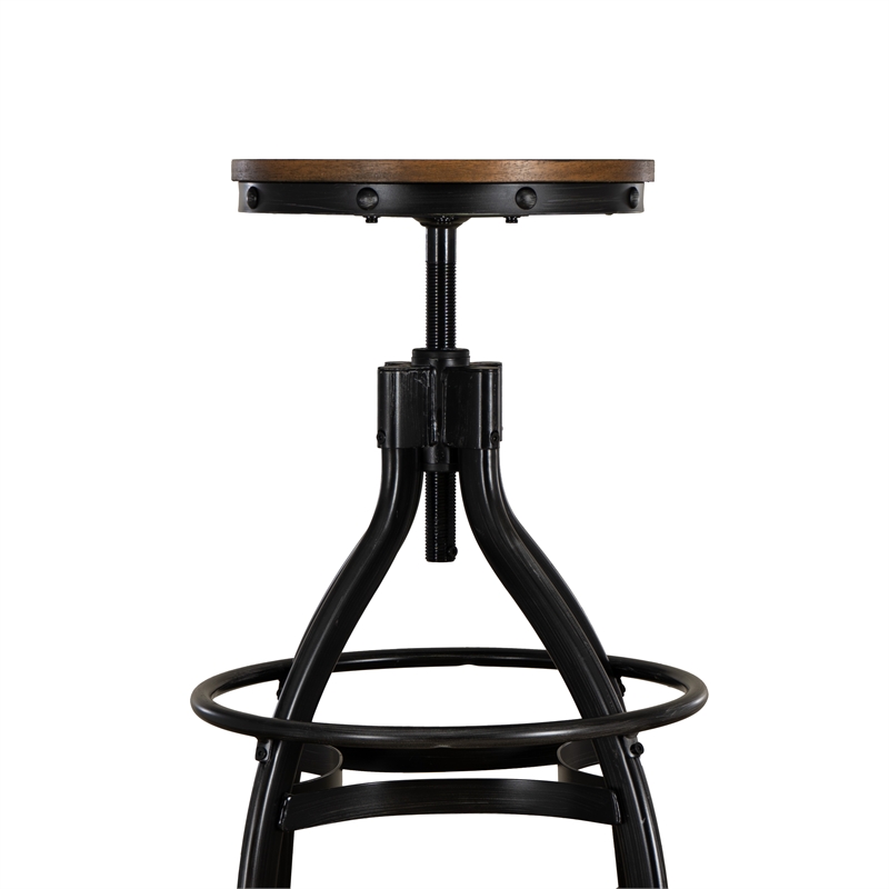 Linon Otis Metal Adjustable Height Backless Stools Set of 2 in Dark Gunmetal