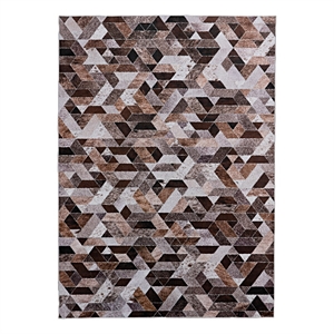 Linon Laredo Lockhart Patchwork Polyester Faux Cowhide 5' X 7' Area Rug in Brown