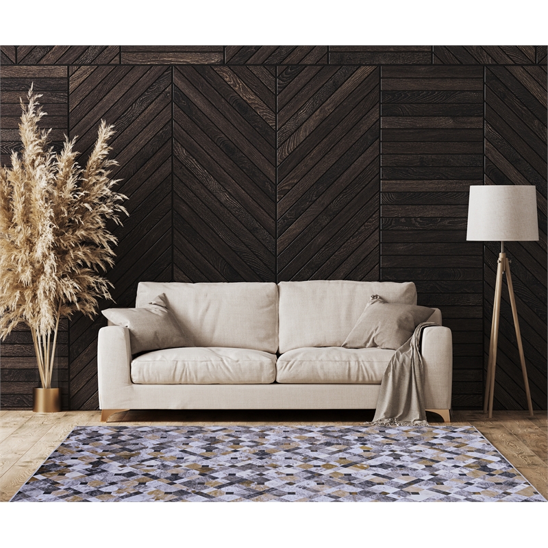 Linon Laredo Granbury Patchwork Polyester Faux Cowhide 5' X 7' Area Rug in Brown