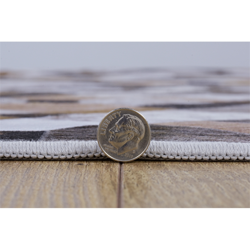 Linon Laredo Granbury Patchwork Polyester Faux Cowhide 5' X 7' Area Rug in Brown