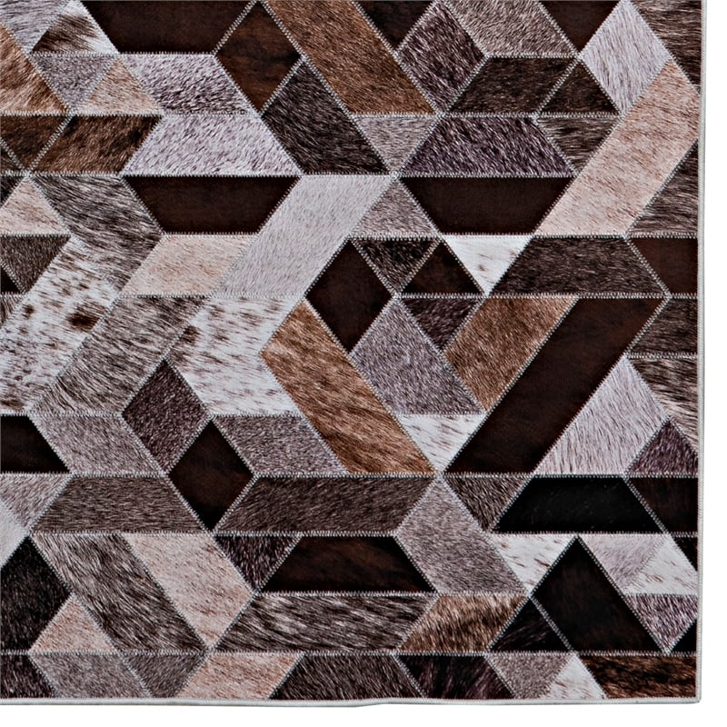 Linon Laredo Lockhart Polyester Faux Cowhide 3' X 5' Accent Rug in Brown