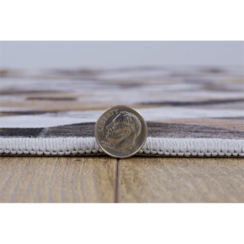 Linon Laredo Granbury Polyester Faux Cowhide 3' X 5' Accent Rug in Brown