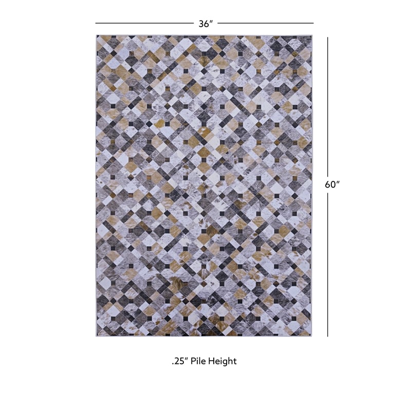 Linon Laredo Granbury Polyester Faux Cowhide 3' X 5' Accent Rug in Brown