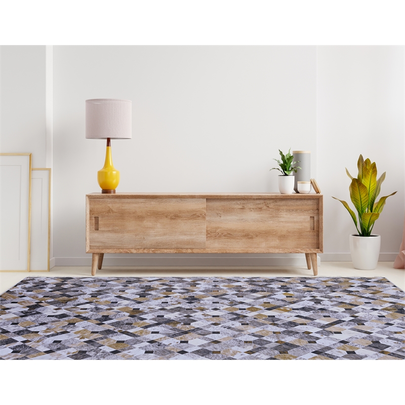 Linon Laredo Granbury Polyester Faux Cowhide 6'7