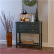Linon Laine Console Table 4 Drawers Lower Shelf in Rustic Teal Blue Wood
