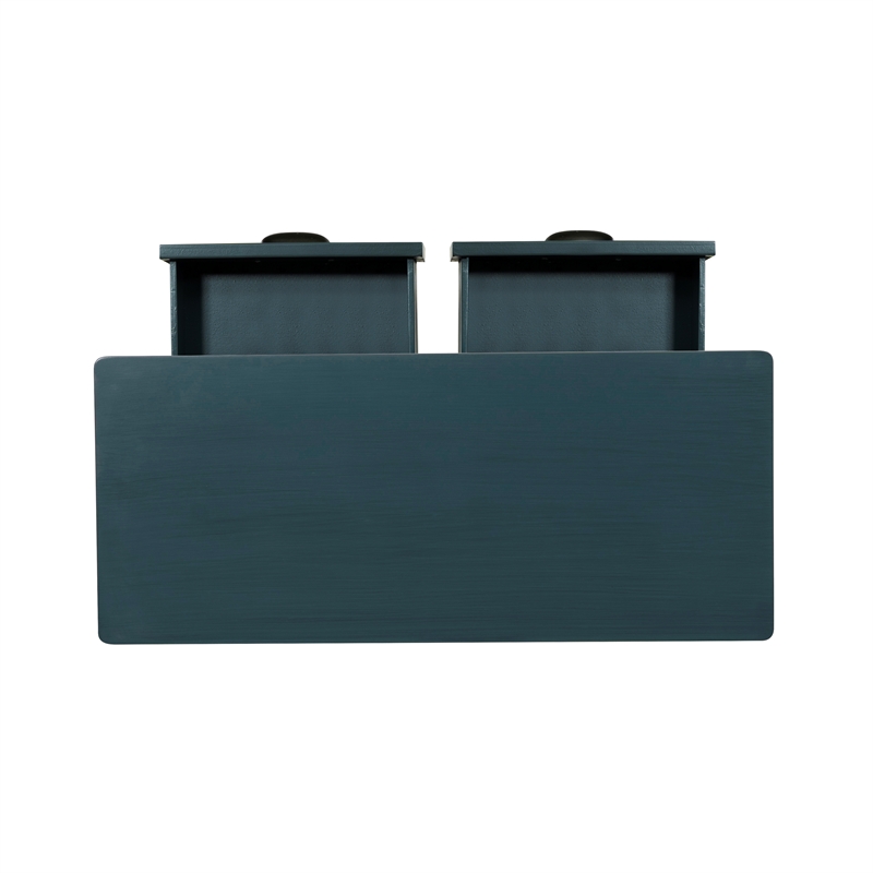 Linon Laine Console Table 4 Drawers Lower Shelf in Rustic Teal Blue Wood