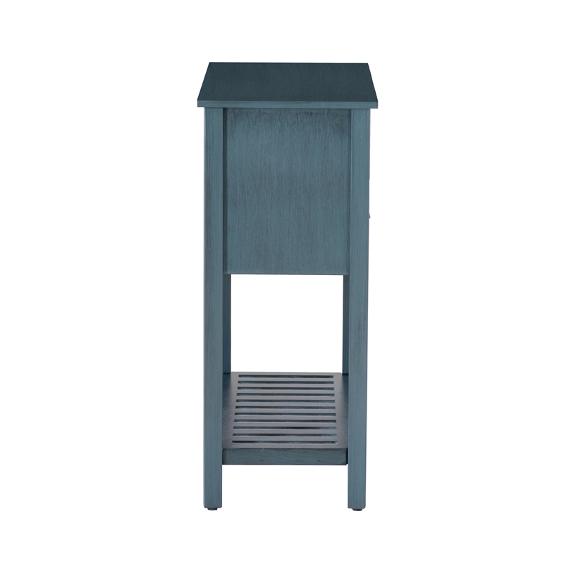 Linon Laine Console Table 4 Drawers Lower Shelf in Rustic Teal Blue Wood