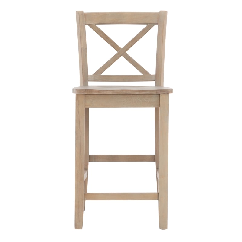 Linon Ervin Rubberwood X Back Counter Stool 24