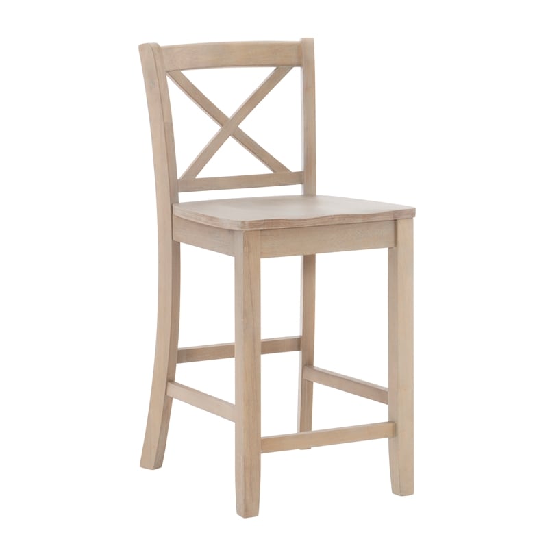 Linon Ervin Rubberwood X Back Counter Stool 24