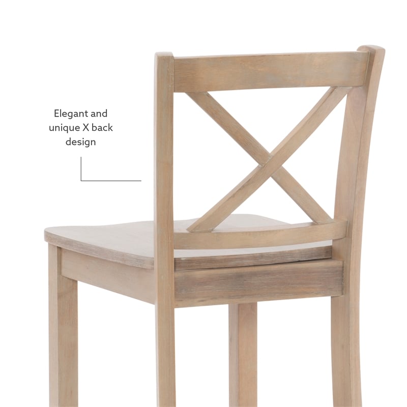 Linon Ervin Rubberwood X Back Counter Stool 24