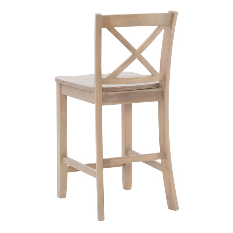 Linon Ervin Rubberwood X Back Counter Stool 24