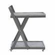 Linon Carley Antique White Wood 2 Level Rolling Bar Cart Metal Frame in Pewter
