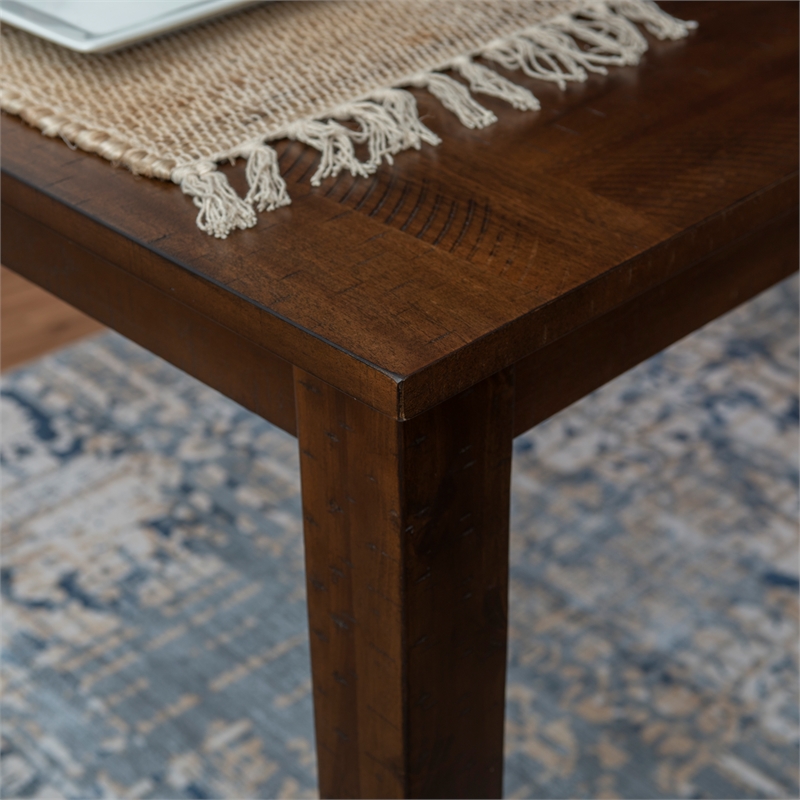 Linon Liz Rustic Wood 6 Piece Upholstered Dining Set 4 Chairs & Bench in Brown