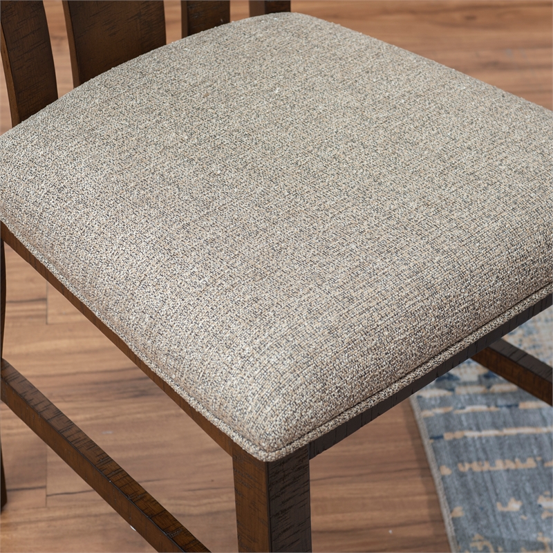 Linon Liz Rustic Wood 6 Piece Upholstered Dining Set 4 Chairs & Bench in Brown