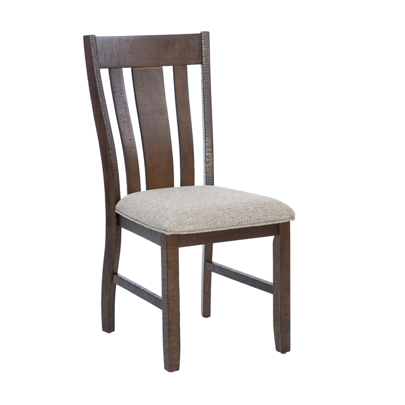 Linon Liz Rustic Wood 6 Piece Upholstered Dining Set 4 Chairs & Bench in Brown