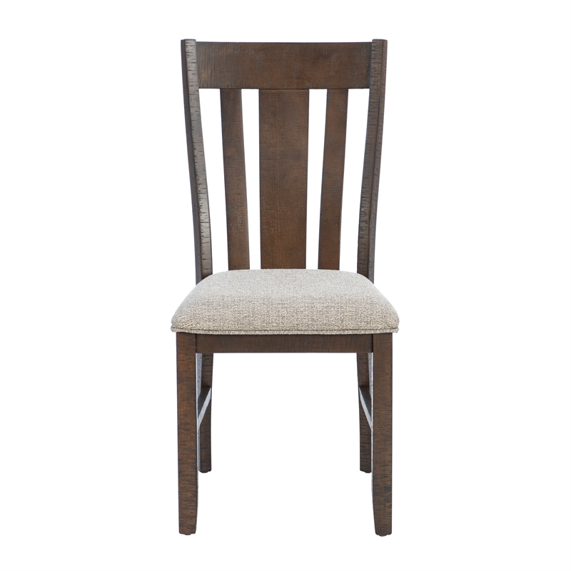 Linon Liz Rustic Wood 6 Piece Upholstered Dining Set 4 Chairs & Bench in Brown