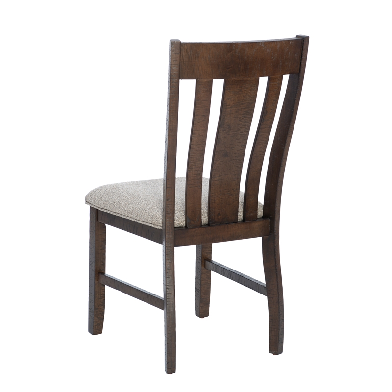 Linon Liz Rustic Wood 6 Piece Upholstered Dining Set 4 Chairs & Bench in Brown