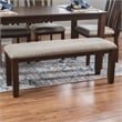 Linon Liz Rustic Wood 6 Piece Upholstered Dining Set 4 Chairs & Bench in Brown