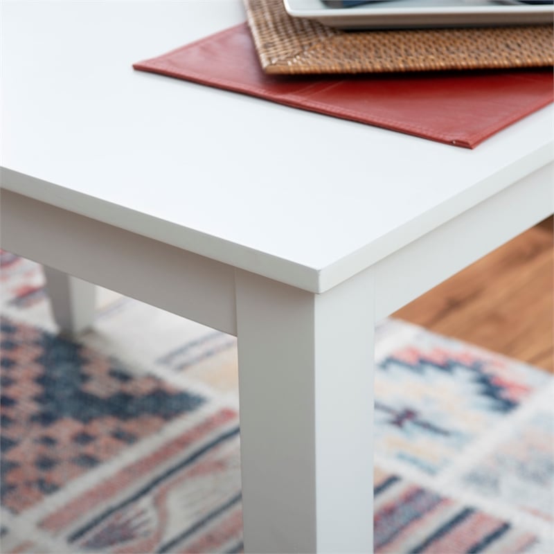Linon Nico Casual Rectangle Dining Height Table Seating for 6 in Pure White Wood