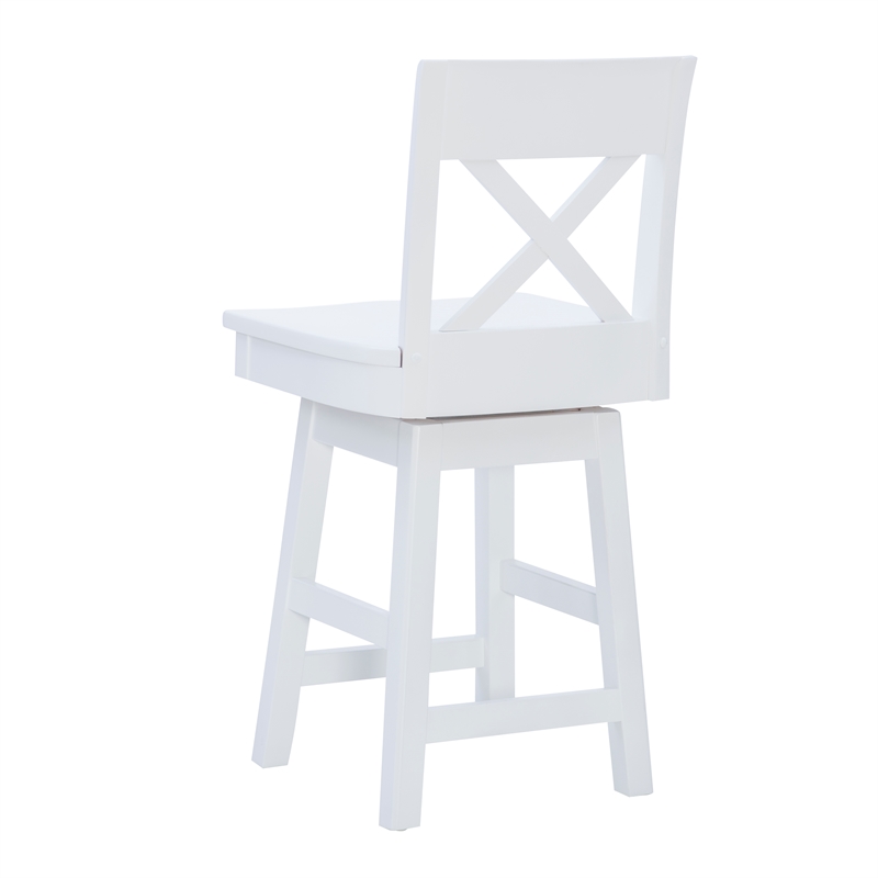 Linon Cate Sturdy Solid Rubberwood Swivel X Back 24