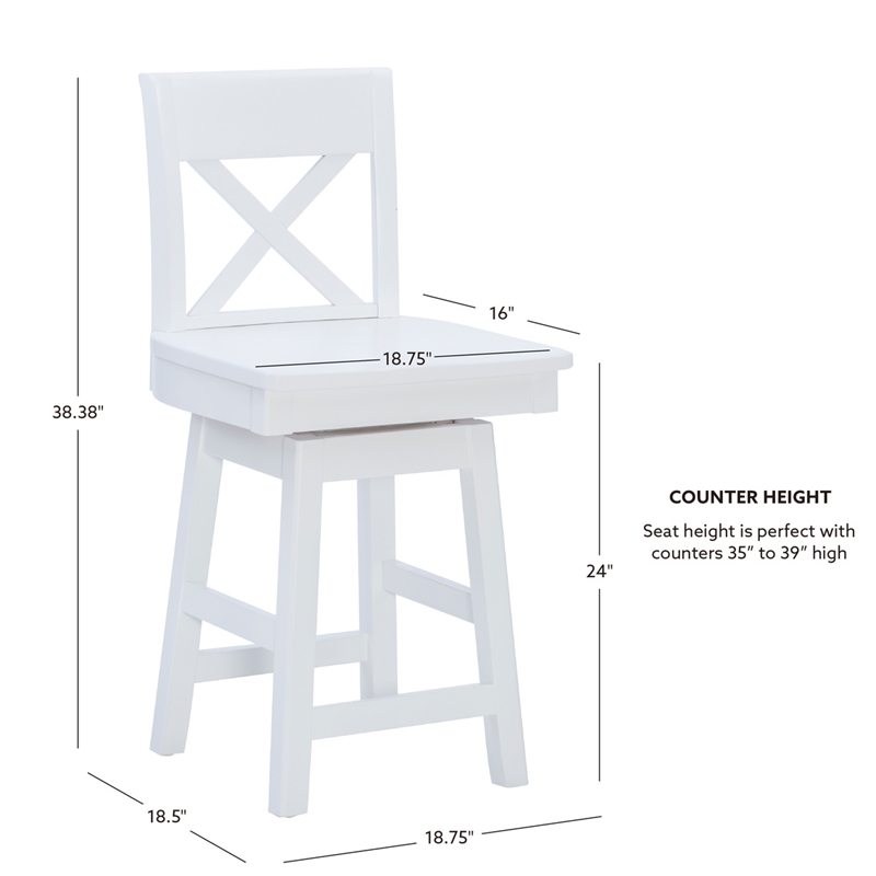 Linon Cate Sturdy Solid Rubberwood Swivel X Back 24
