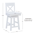 Linon Cate Sturdy Solid Rubberwood Swivel X Back 24
