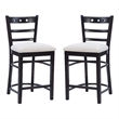 Linon Sloan Set of 2 Padded Seat Ladder Back Counter Stools in Black Beechwood